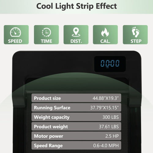 Walking Pad Under Desk Treadmill For Home Office -2.5HP Walking Treadmill 0.6-4MPH 300LBS Capacity Treadmill For Walking Running Remote Control Batteries