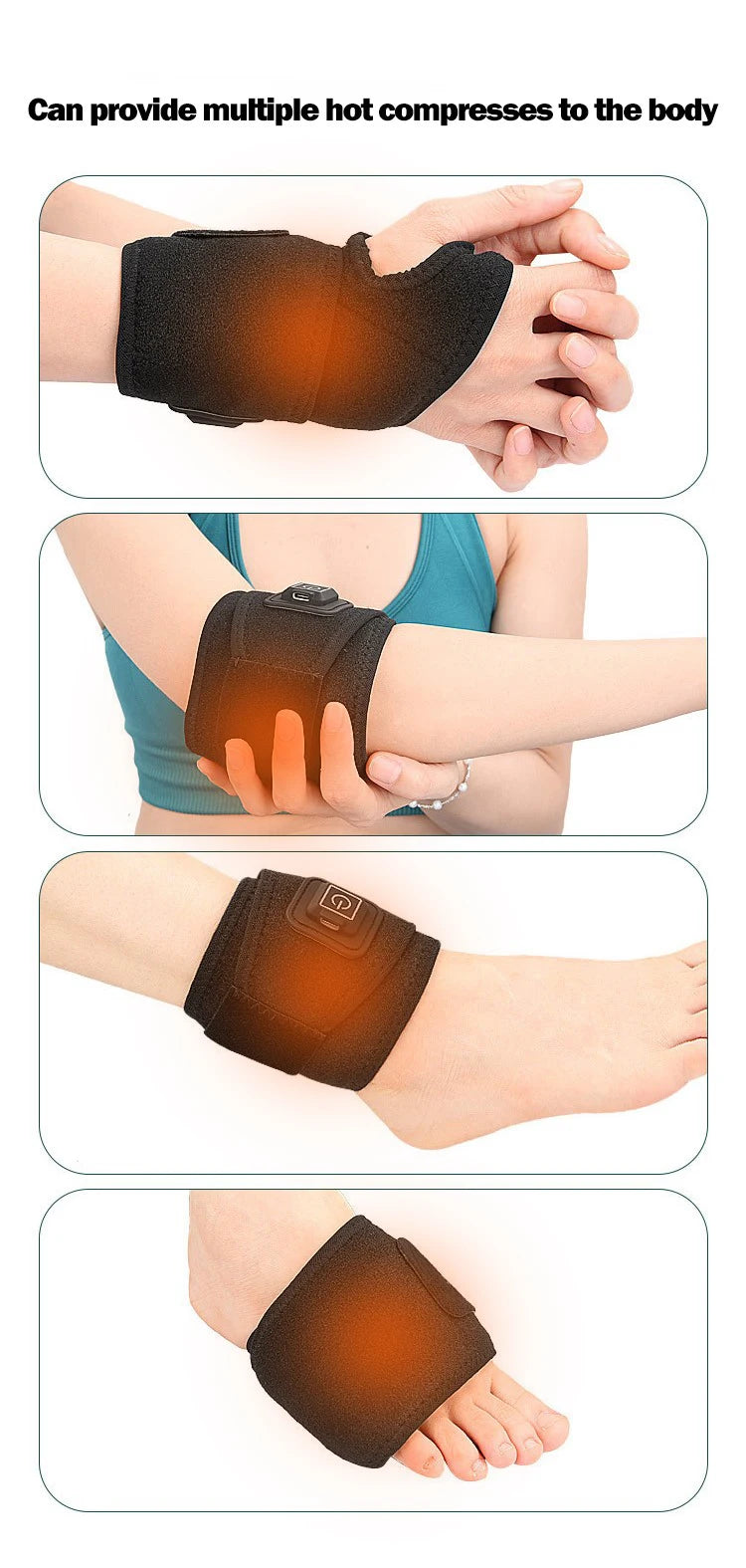 Electric Heated Wrist Joints Brace Heating Pad 3 Level Temperature Wrist Warmer Support Wristbands Injury Rheumatism Tendonitis