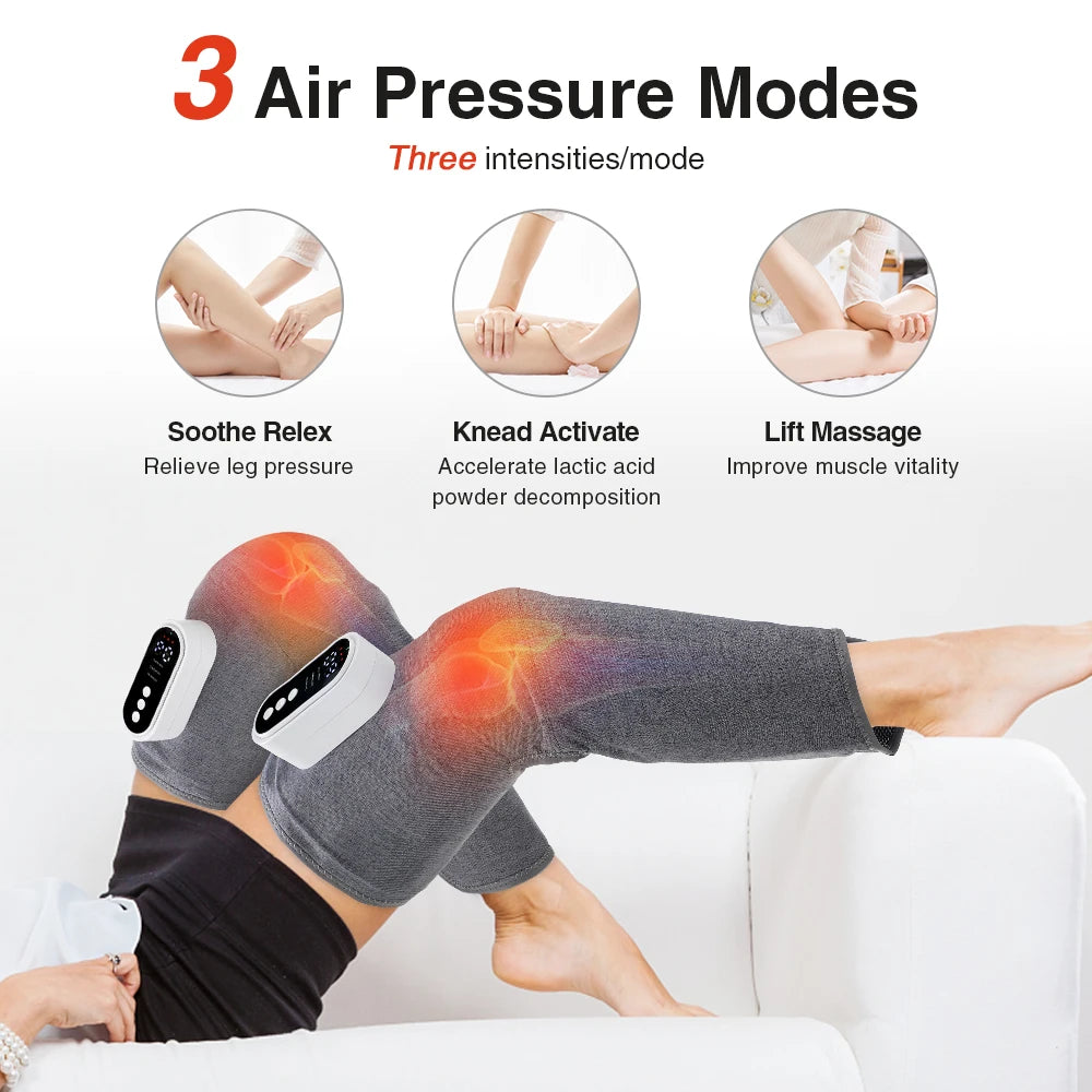 Leg Muscle Relaxer Heated Air Compression Recovery Boot Lymph Release Relieve Foot Fatigue Heating Leg Massager for Athletes