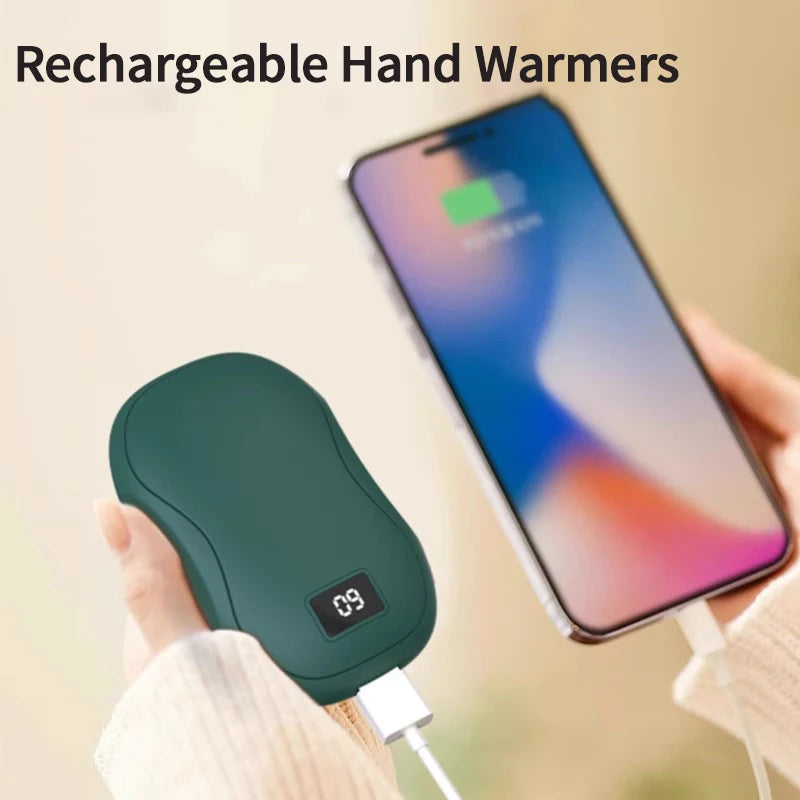 2 In 1 Hand Warmer USB Charing Mobile Power Bank  Electric Mini Hand Heater Warmer  Digital Display Pocket Warmer NewYear Gift