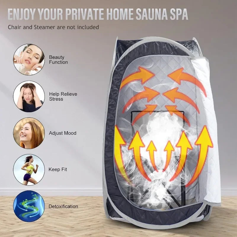 Portable Steamer Sauna Tent  Foldable One Person Full Body Spa for Detox Therapy without Steamer