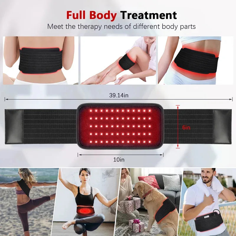 Infrared Light LED Healthcare Belt Waist Red Light Heating Massage Belt Pad Lumbar Back Waist Massager For Muscle Body Relief