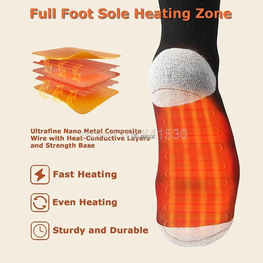 Heating Socks With Battery Box Rechargeable Anti-Cold Men Thermal Heated Foot Warmer Outdoor Camping Ski Sports Wnter