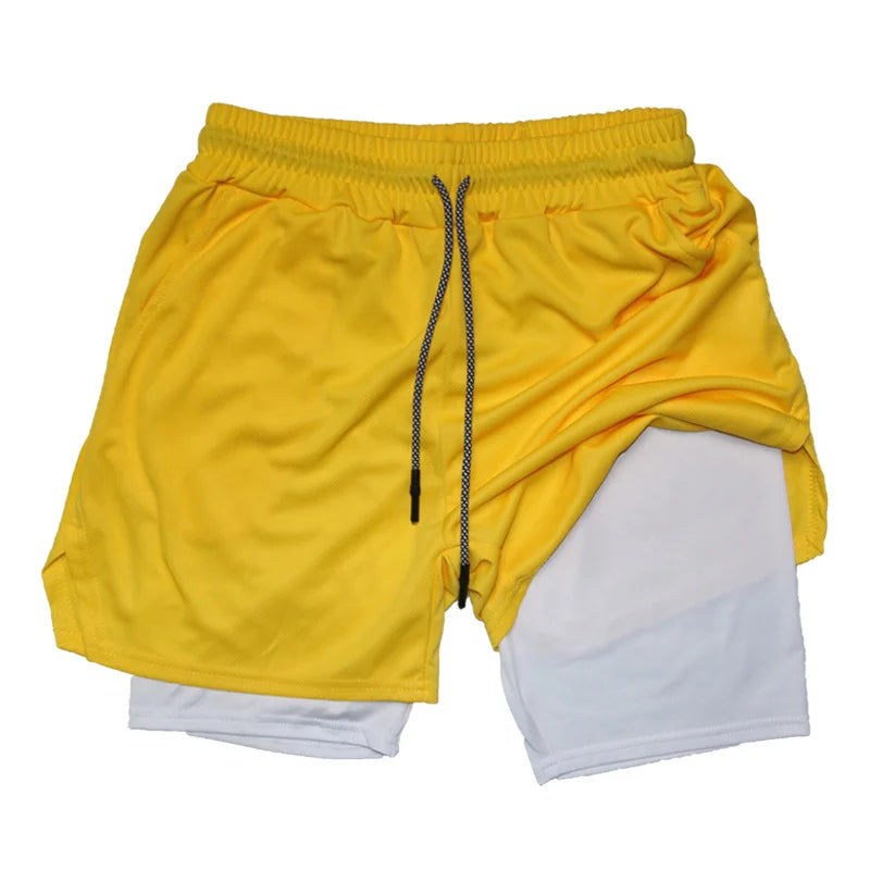 Men's 2 in 1 Running Shorts with Zipper Pocket Towel Loop Gym Athletic Shorts 5" Lightweight Quick Dry Workout Shorts with Liner