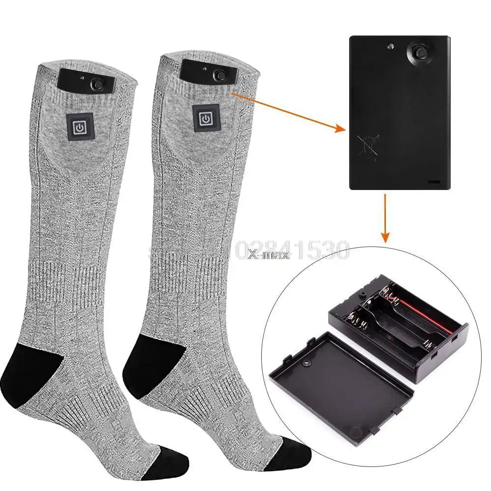 Heating Socks With Battery Box Rechargeable Anti-Cold Men Thermal Heated Foot Warmer Outdoor Camping Ski Sports Wnter