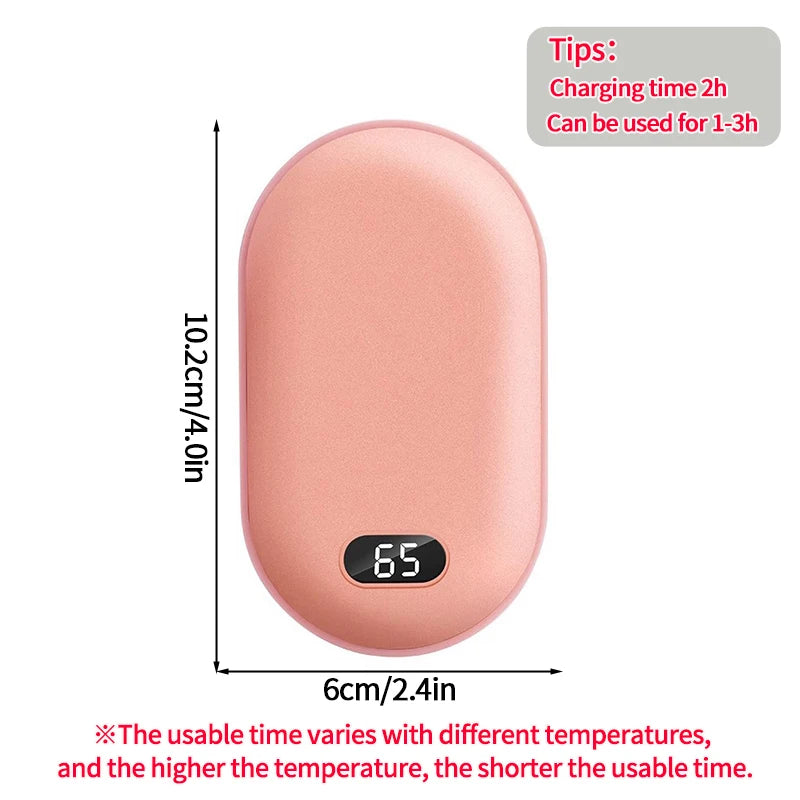 2 In 1 Hand Warmer USB Charing Mobile Power Bank  Electric Mini Hand Heater Warmer  Digital Display Pocket Warmer NewYear Gift