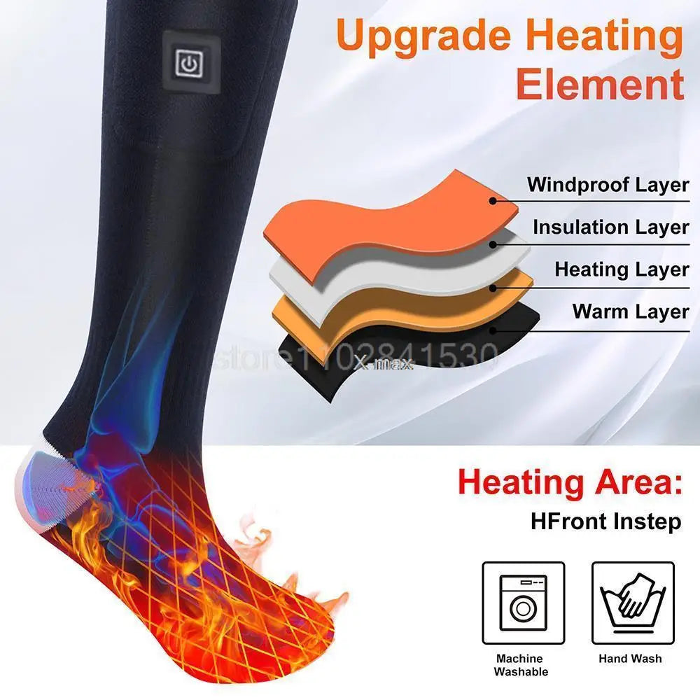 Heating Socks With Battery Box Rechargeable Anti-Cold Men Thermal Heated Foot Warmer Outdoor Camping Ski Sports Wnter