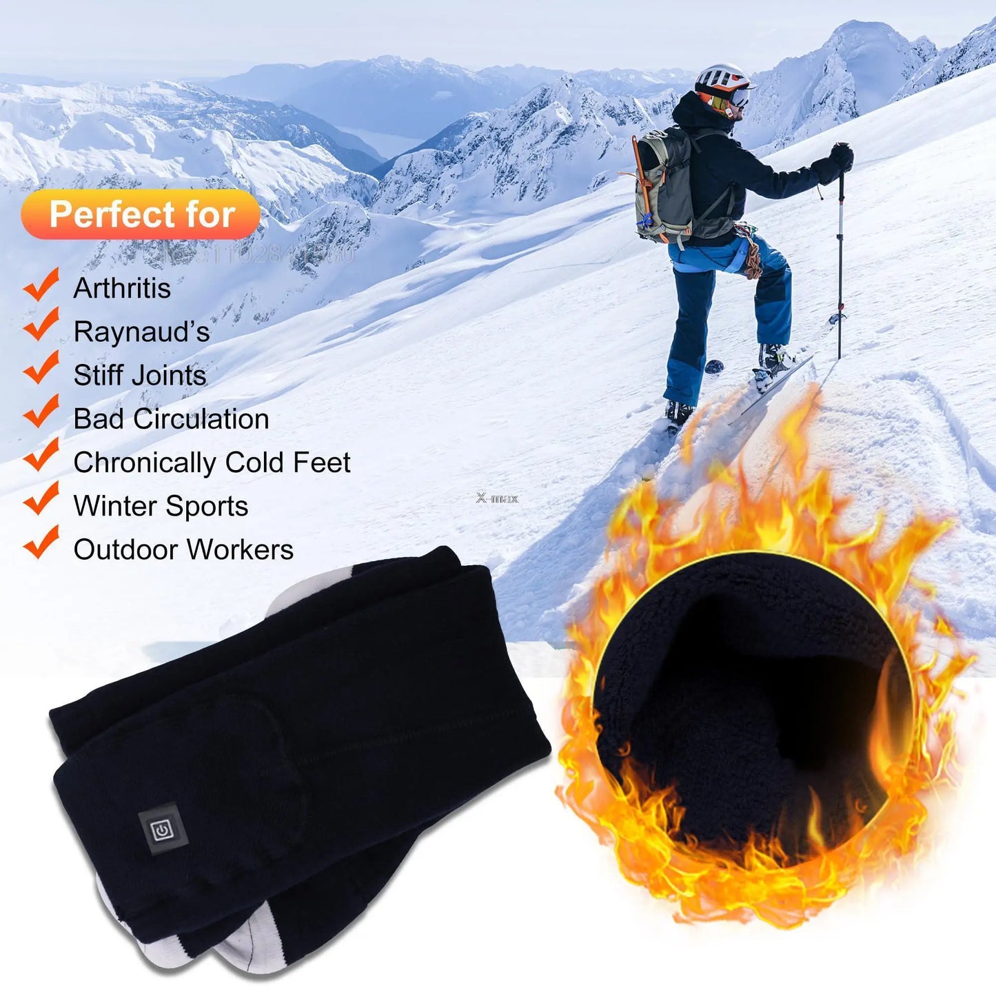 Heating Socks With Battery Box Rechargeable Anti-Cold Men Thermal Heated Foot Warmer Outdoor Camping Ski Sports Wnter