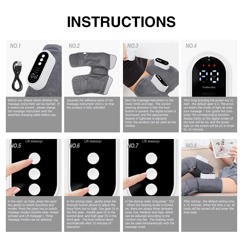 Leg Muscle Relaxer Heated Air Compression Recovery Boot Lymph Release Relieve Foot Fatigue Heating Leg Massager for Athletes