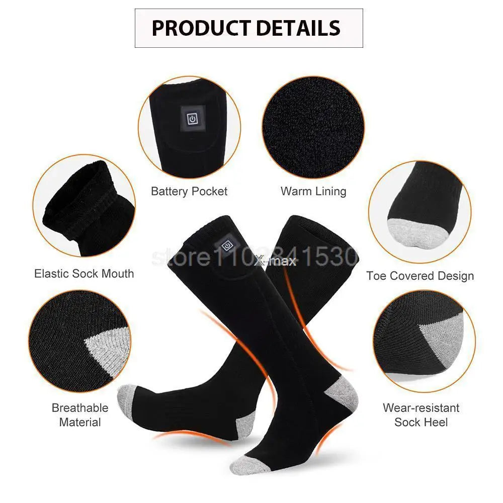 Heating Socks With Battery Box Rechargeable Anti-Cold Men Thermal Heated Foot Warmer Outdoor Camping Ski Sports Wnter