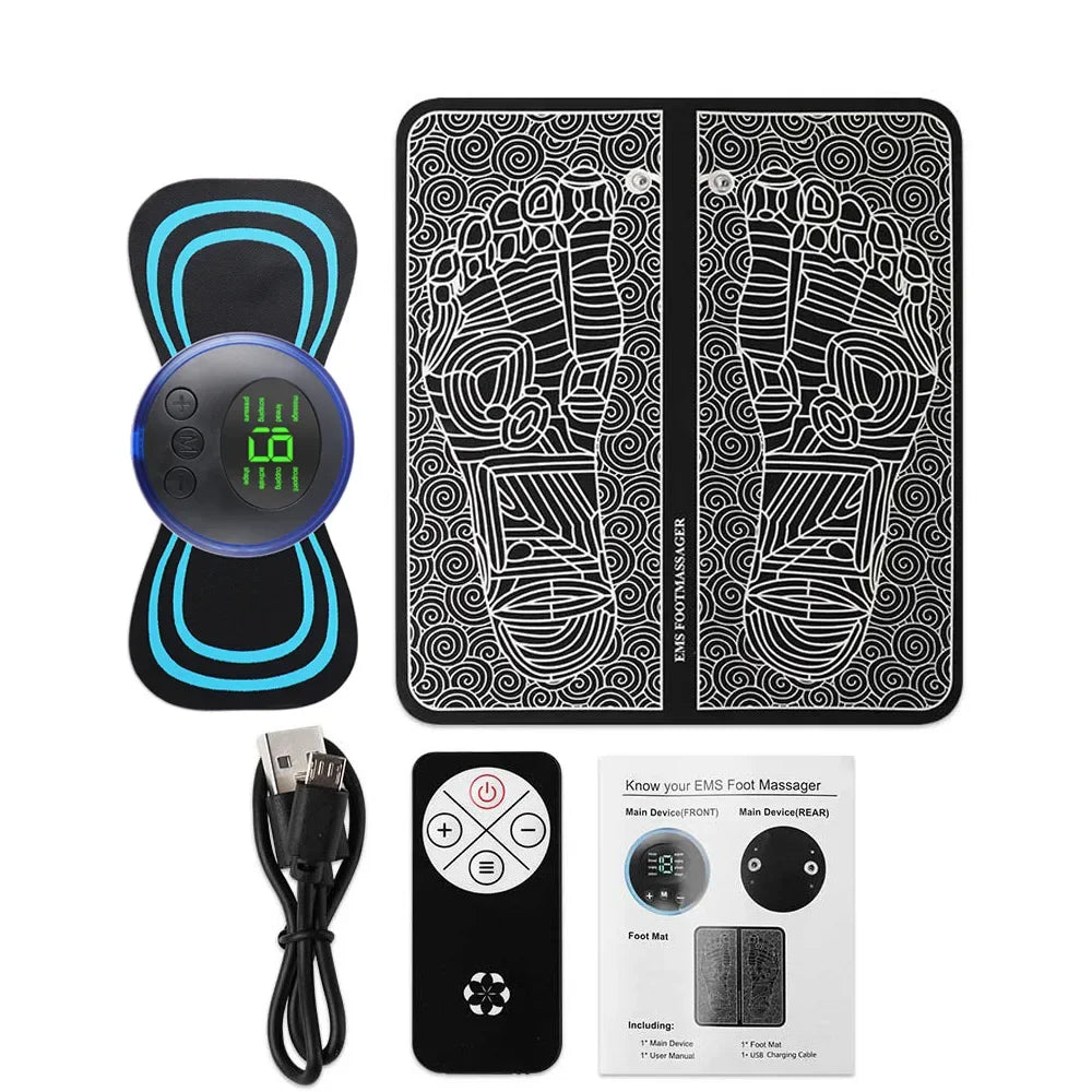 EMS Foot Mat with Controller Electrical Muscle Stimulation Massage +  Electric Neck Massager + Electronic Acupuncture Energy Pen