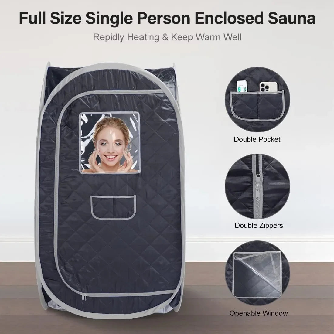 Portable Steamer Sauna Tent  Foldable One Person Full Body Spa for Detox Therapy without Steamer