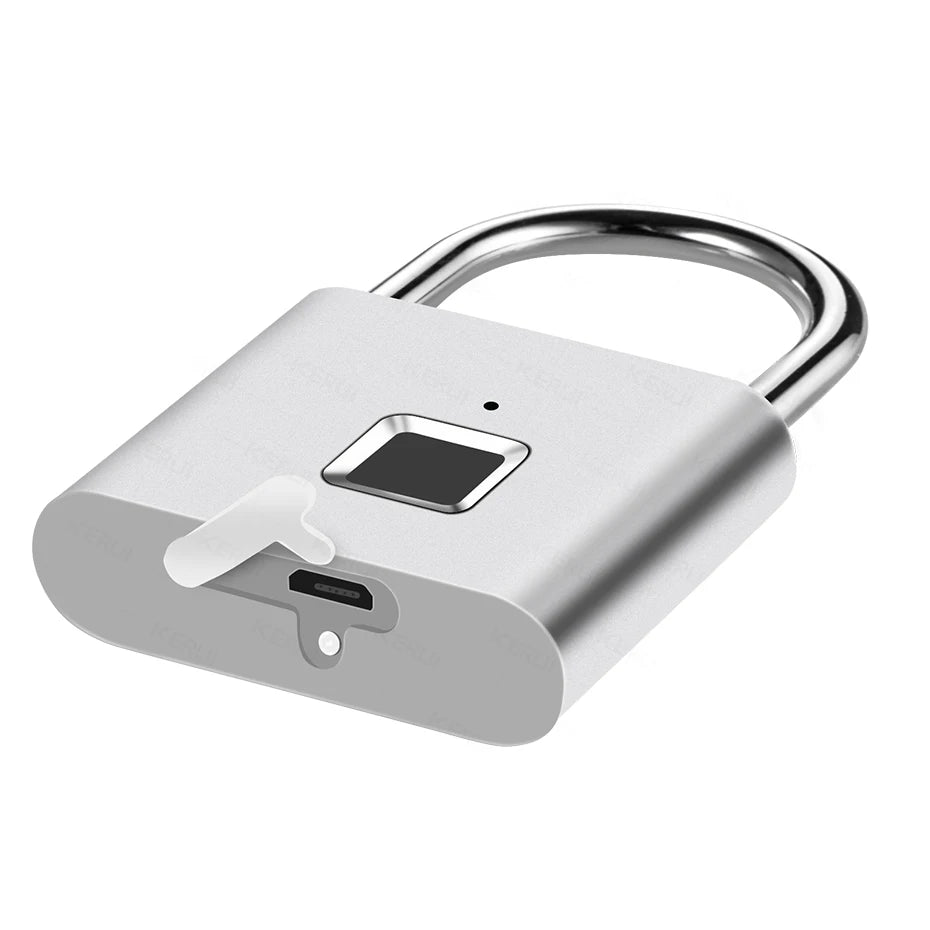 Keyless USB Charging Fingerprint Lock Smart Padlock Waterproof Door Lock 0.2sec Unlock Portable Anti-theft Padlock Zinc