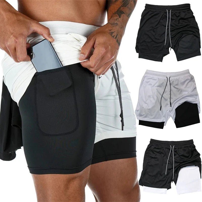 Men's 2 in 1 Running Shorts with Zipper Pocket Towel Loop Gym Athletic Shorts 5" Lightweight Quick Dry Workout Shorts with Liner