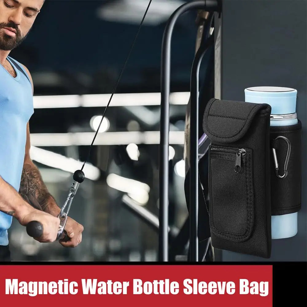 Magnetic Portable Gym Water Bottle Bag Magnetic Bottle Sleeve Pouch Gym Phone Sling Bag Easy Attachment To Metal Surface