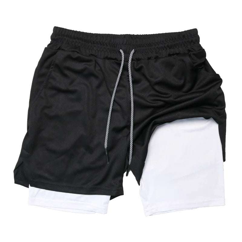 Men's 2 in 1 Running Shorts with Zipper Pocket Towel Loop Gym Athletic Shorts 5" Lightweight Quick Dry Workout Shorts with Liner