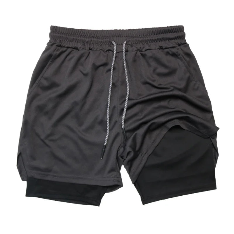 Men's 2 in 1 Running Shorts with Zipper Pocket Towel Loop Gym Athletic Shorts 5" Lightweight Quick Dry Workout Shorts with Liner