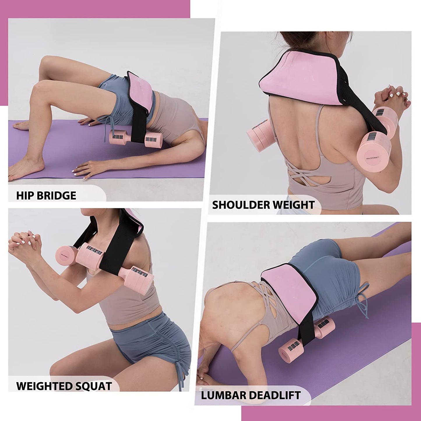 Hip Thrust Belt Glute Bridge Pad Butt Workout With Dumbbells Kettlebells For Lunges Reverse Squat